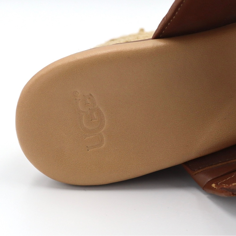 UGG Adriana Sandals Women’s 8.5 Brown Leather Platform‎ Espadrille Wedge - Picture 12 of 13